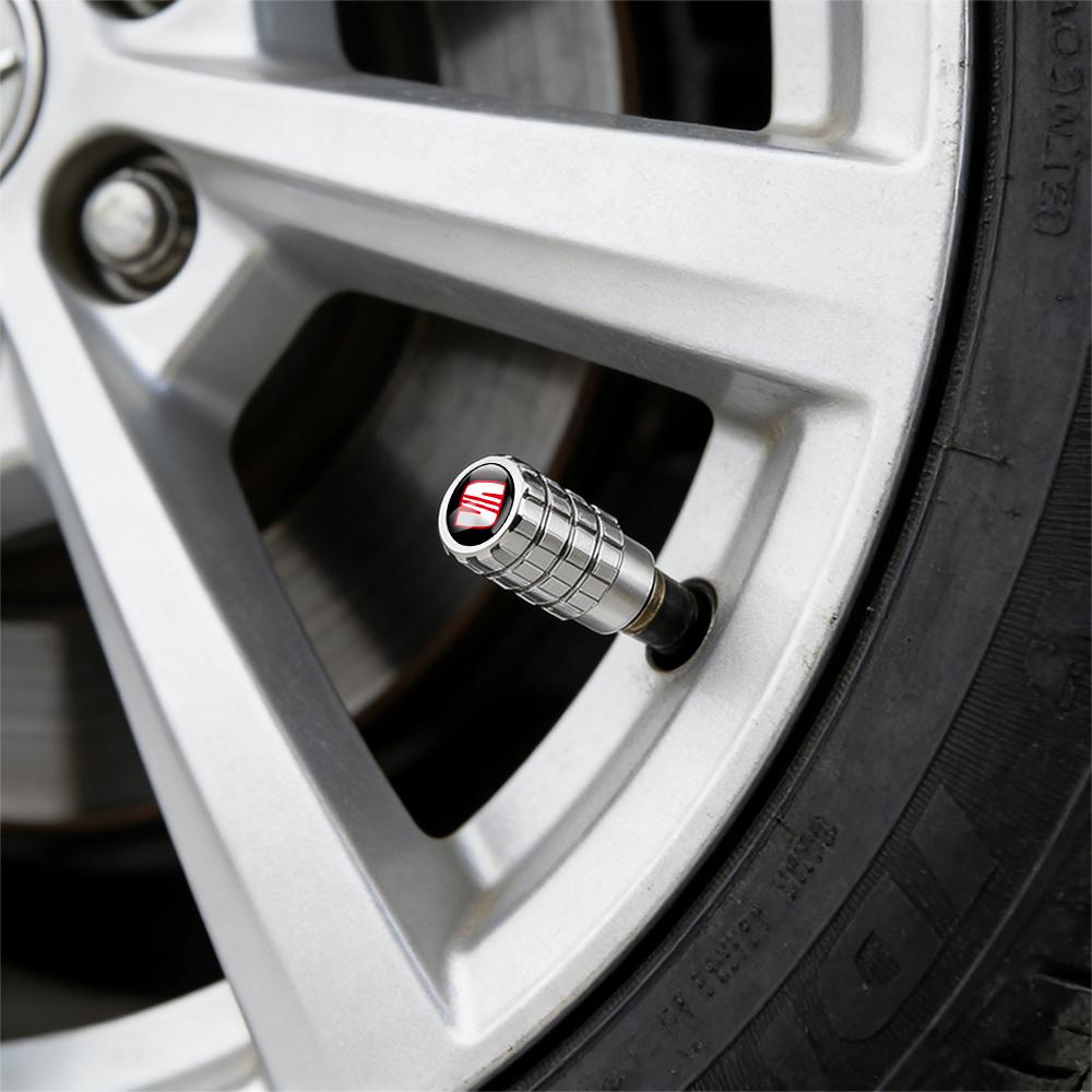 Car Emblem Wheel Tire Valve Caps Tyre Air Stem Cover Accessories For SEAT Ibiza Leon e-Racer Formentor Cupra Ateca FR Arona Exeolsj098