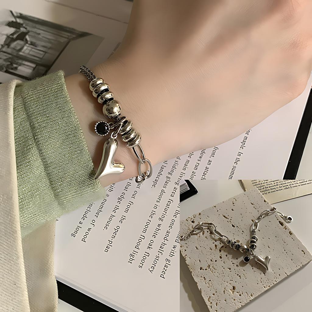 VENTFILLE 925 Sterling Silver Star Bracelet Fashion Korean Five-pointed Star Crystal Double Bracelet