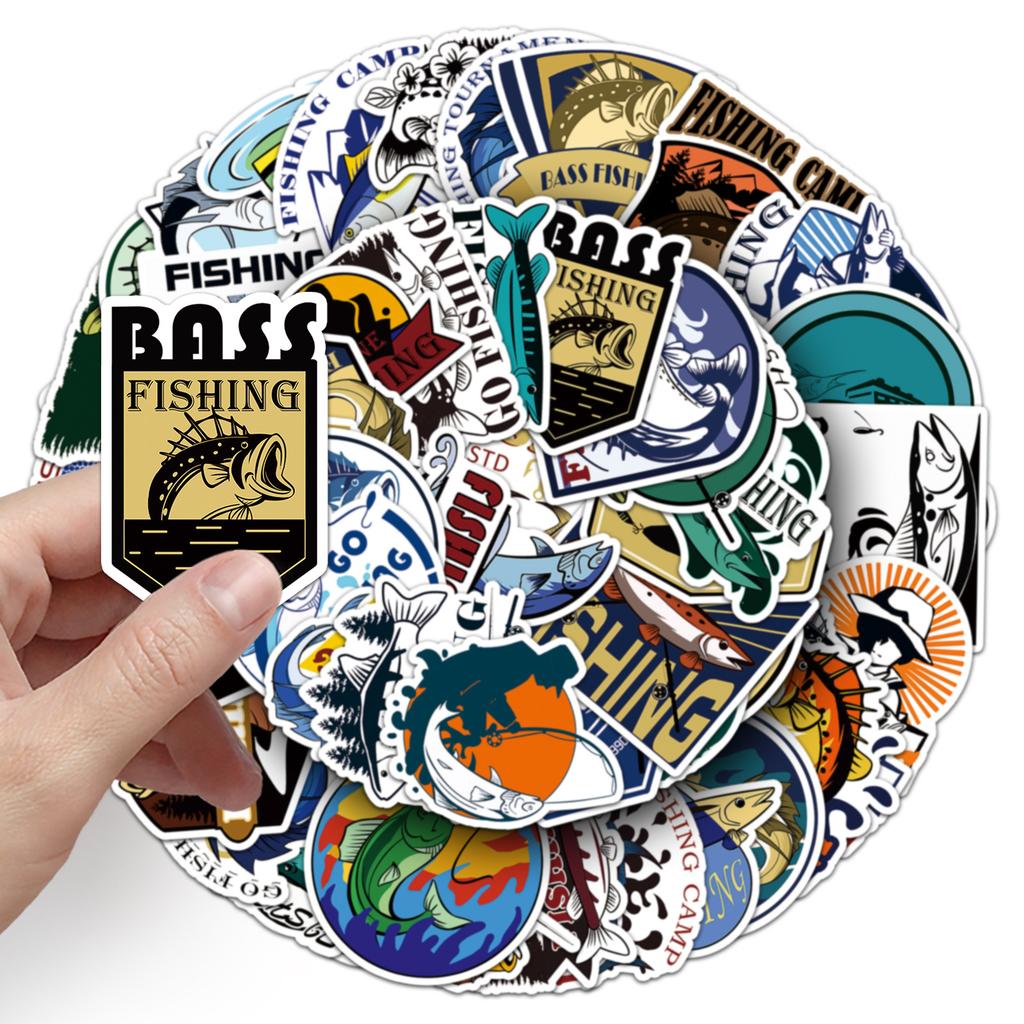 50 Рыболовных Граффити Наклеек Персонализированные Мультяшные Наружные Украшения Наклейки для Водной Кружки Чемодана Рыболовного Ящика