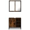 2 Piece Bathroom Furniture Set Smoked Oak Wood Based Panel