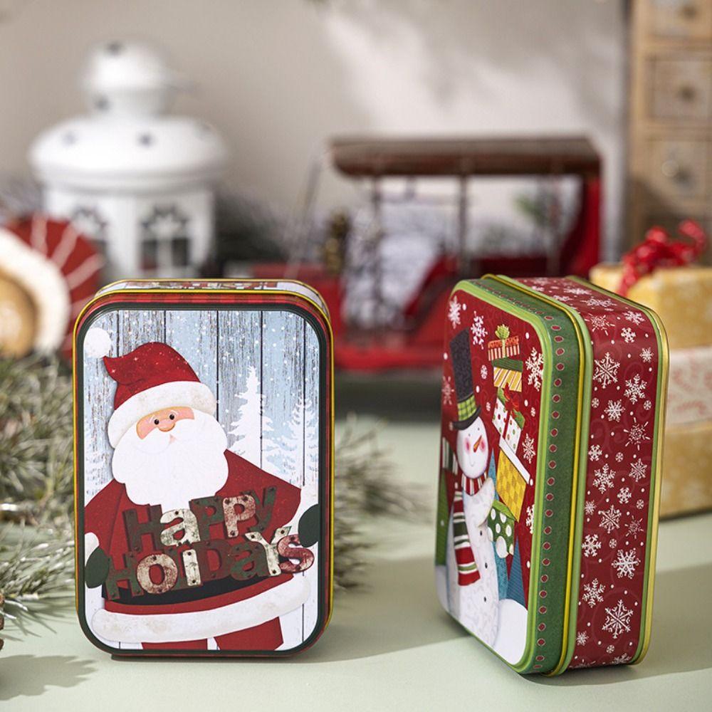 Милая жестяная рождественская жестяная коробка, фестивальные украшения, подарочная банка для конфет, новогодние товары для вечеринки, жестяная банка для печенья, Рождество