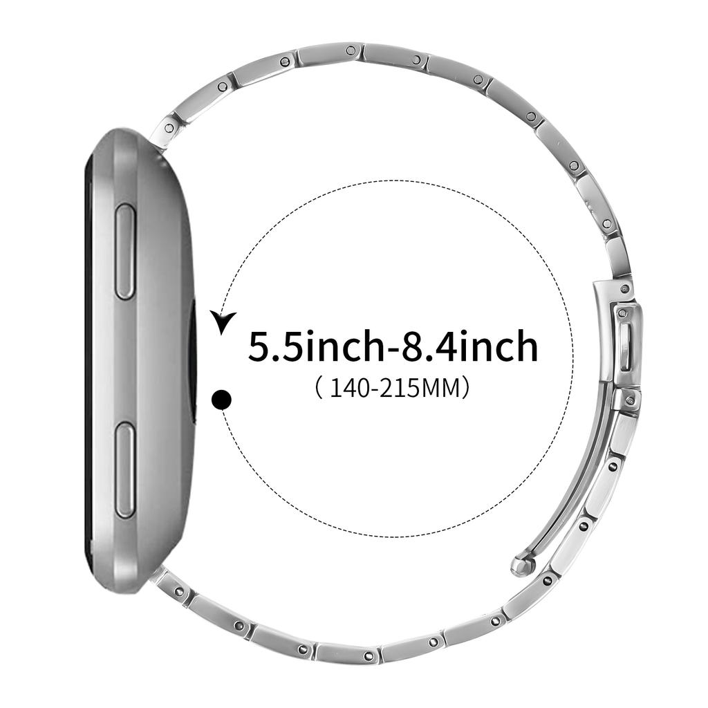 For Garmin Venu 2 Music Watch Band Silver Stainless Steel Metal Watch Strap