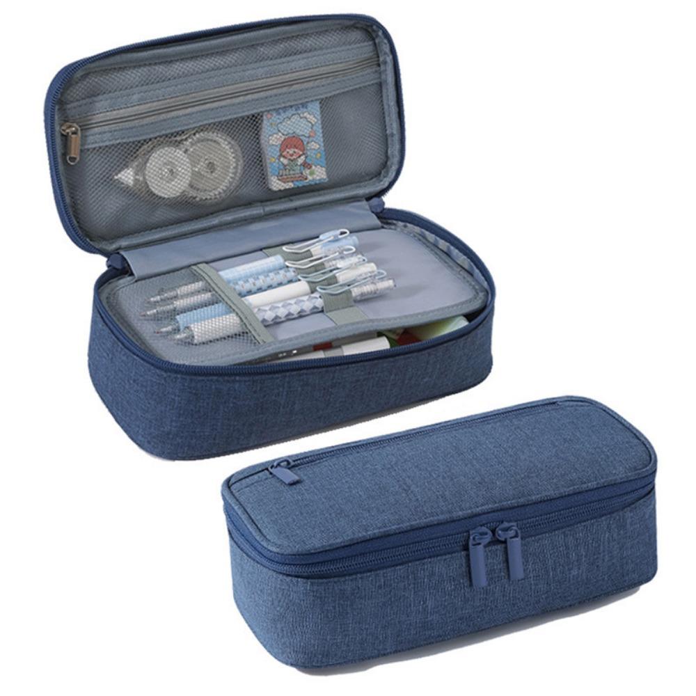 Large Capacity Student Stationary Boxes Double Zipper Pencil Case Pen Bag  Stationery Organizer