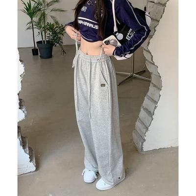 Повседневные брюки Весна и Осень Новые Брюки с высокой посадкой, свободные, прямые, драпированные, длинные