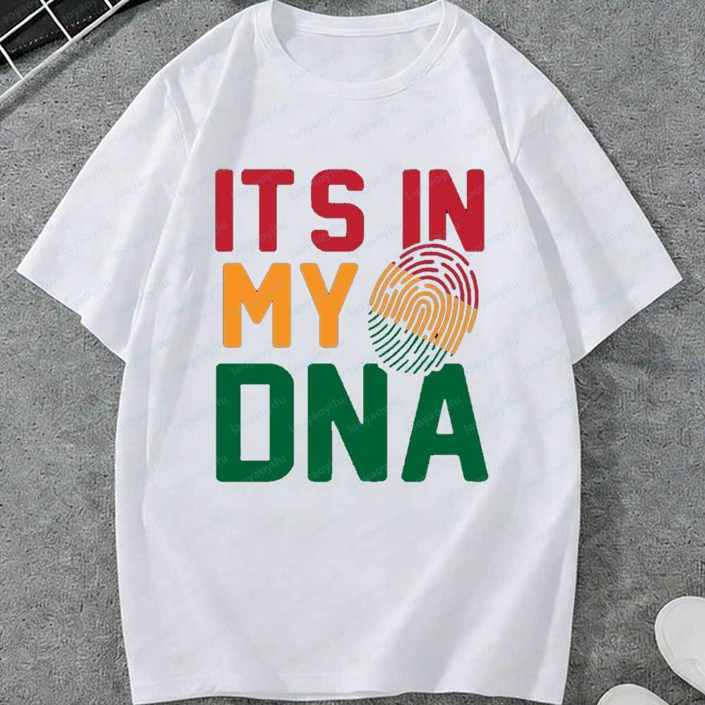 Футболка Juneteenth Its in My DNA для унисекс женщин, мужская, с африканским отпечатком пальца, с коротким рукавом, хлопковые топы для праздника Juneteenth