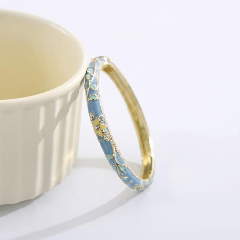 Позолоченный Эмалированный Браслет-Браслет Ретро Легкая Роскошь Цветок Эмалированный Браслет Традиционный Китайский