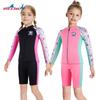 Kids Girls 2.5mm Neoprene Wetsuit Set Long Sleeve Top Shorts Snorkeling Diving Surfing Swimming Warm Water Sports