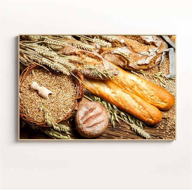 Картина с едой, пшеничный хлеб, кофе, настенная живопись, кухонный декор, плакаты на скандинавскую тему и принты, посуда, настенная живопись, холст, искусство