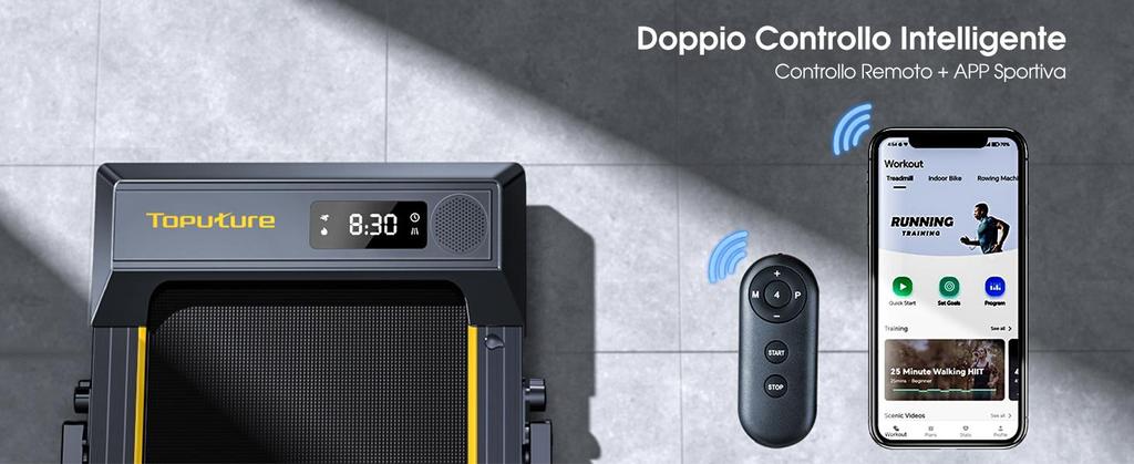 Treadmill TP1 Folding Electric Rolling Mat 16 km/h, Dual LED Display, Cardiometer, APP and Remote Control, Walking and Running Machine for Indoor.