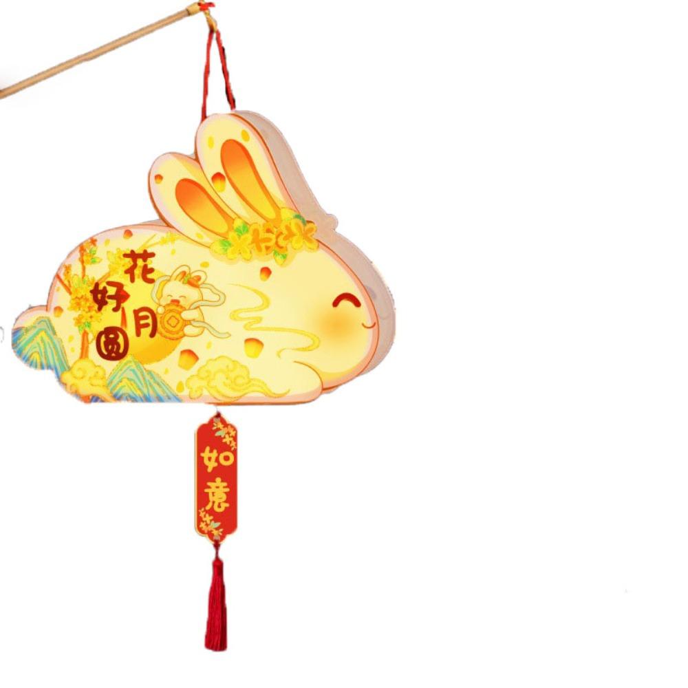 Светящийся фонарь к Празднику середины осени, мультяшный фонарь, набор материалов для DIY, фонарики-кролики, для детей