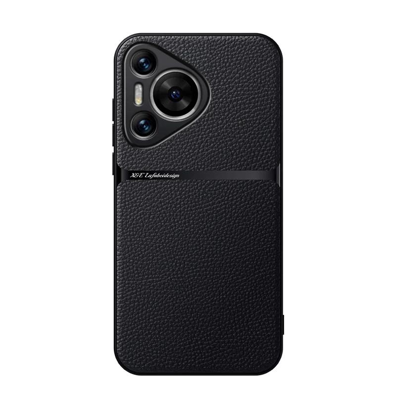 Магнитный чехол для телефона Huawei Pura 90 Pro Max Чехлы Кожаная текстура Силиконовая защита Ударопрочная крышка Для Pura 90 Pro Max