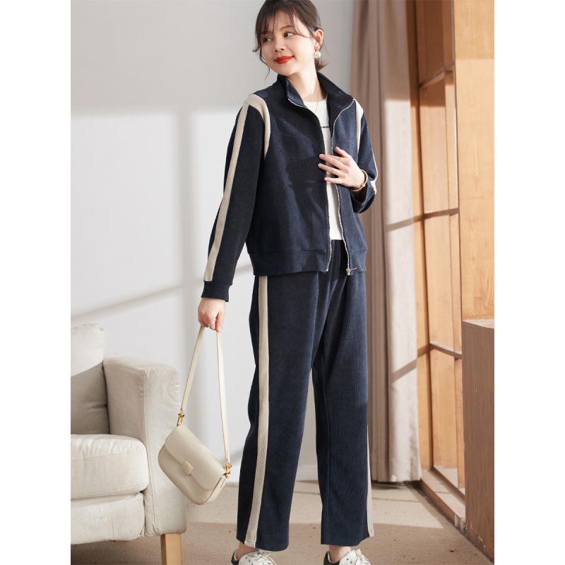 Осенний повседневный комплект-двойка для женщин среднего возраста - Модная спортивная одежда больших размеров