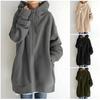 Autumn and Winter Women's New Personality Street Casual Warm Sweater Zipper Hooded Long Fleece Jacket