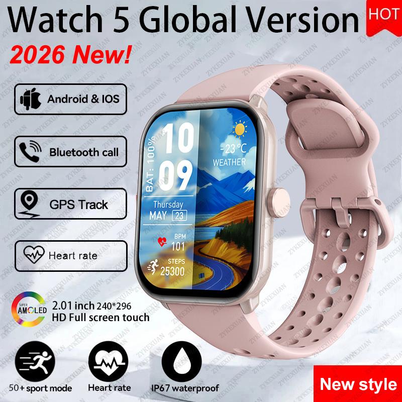 Новые Умные Часы Watch 5 Женские AMOLED Экран Фитнес-Трекер Пульс ЭКГ Водонепроницаемые GPS Отслеживание Звонков Смарт-часы Для iOS Android
