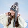 Зимняя уличная плюшевая теплая вязаная шерстяная шапка с большой головой