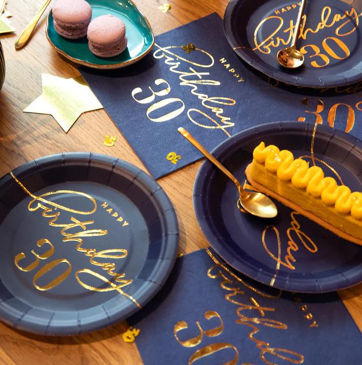 Happy Birthday Plates 30th Birthday 18Cm 6Pcs