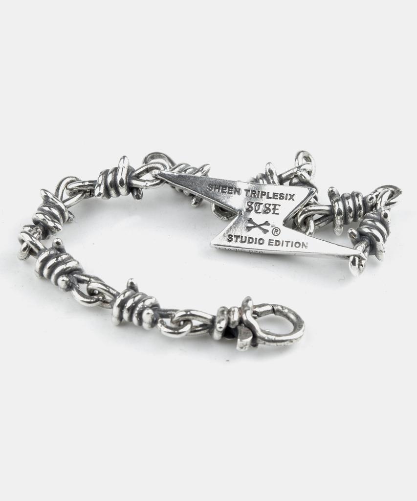 Sheen666 Thunder Pendant Bob Wire Silver Bracelet