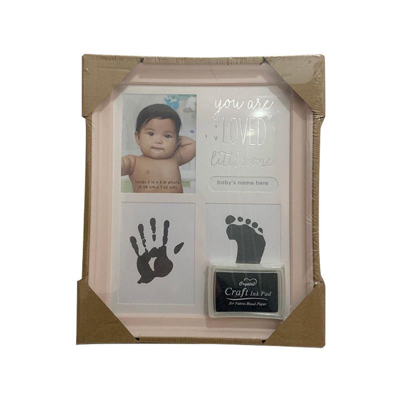 Newborn Hand and Foot Print Ornaments Full Moon 100 Day Photo Frame with Craft Ink Pad Home Decoration Baby Kids Birthday