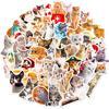 50 Realistic Cat Stickers Three Flowers Orange Cat Non-Repeating Waterproof Decorative Stickers