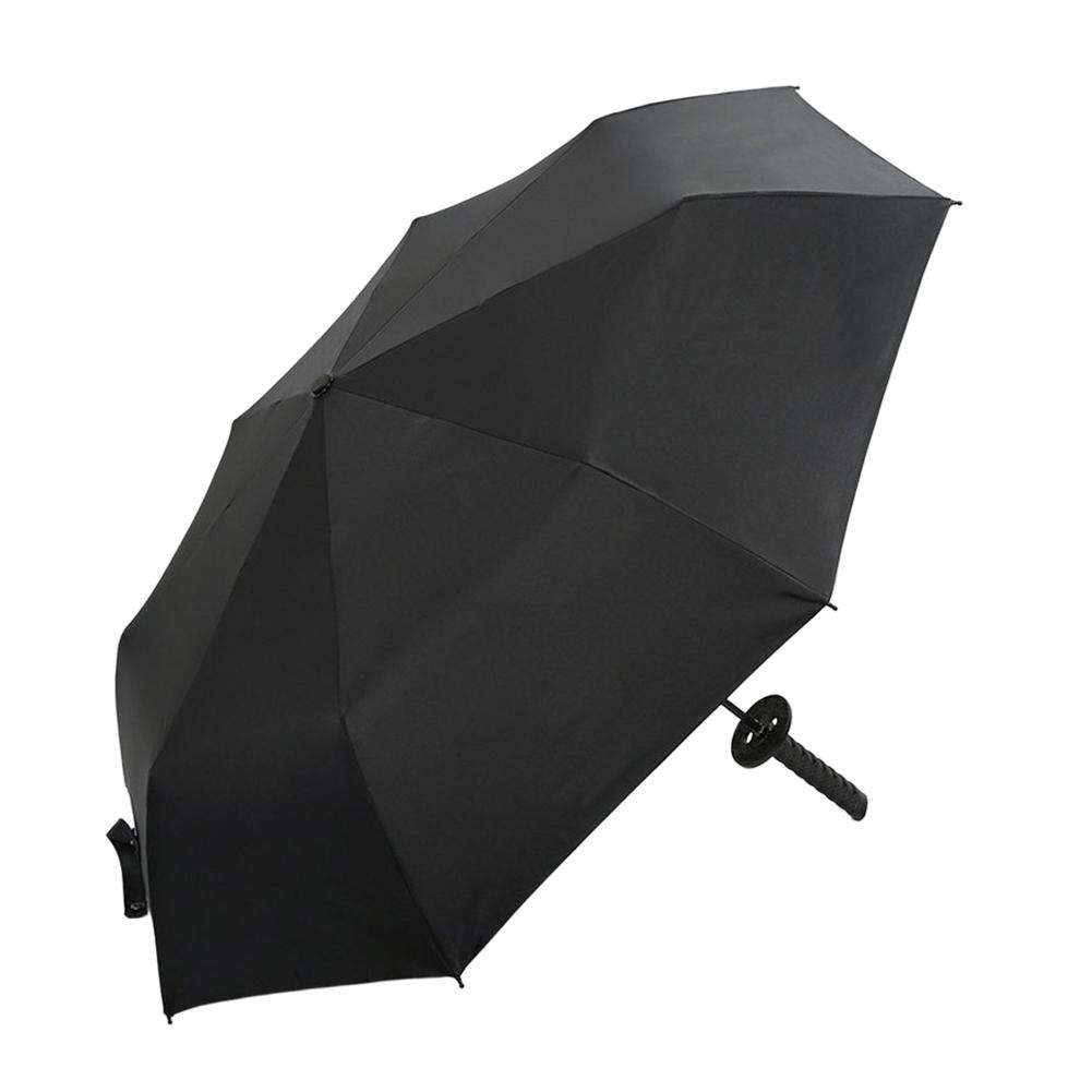 Зонт Katana, автоматический 3-кратный зонт для мужчин, японский зонт с 8 костями, черный, серебристый, с металлической ручкой, уличные зонты от солнца и дождя, УФ-зонты