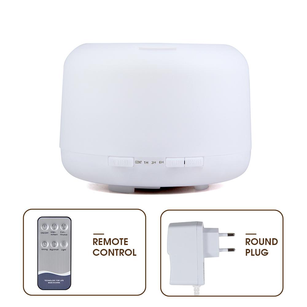 500ml Essential Oil Diffuser Quiet Aroma Mist Diffusers Ultrasonic Air Humidifier Remote Control Timing Function with Lights