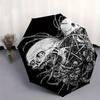 "Dark Gothic Skulls & Pentagram Button Pin" Umbrella, Cute Umbrella with Cute Design, Portable 3-Fold Compact Umbrella for Men & Women, Valentine's Da