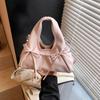 2025 Sweet Girl Bow-Accent Crescent Handbag - PU Shoulder Bag for Commute