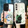 Чехол для телефона для Samsung Galaxy A17 A16 A15 A14 A13 Милый Цветочный Платок Котёнок A56 A36 A26 A55 A35 A25 A54 A34 A24 A53 A33 A23 A