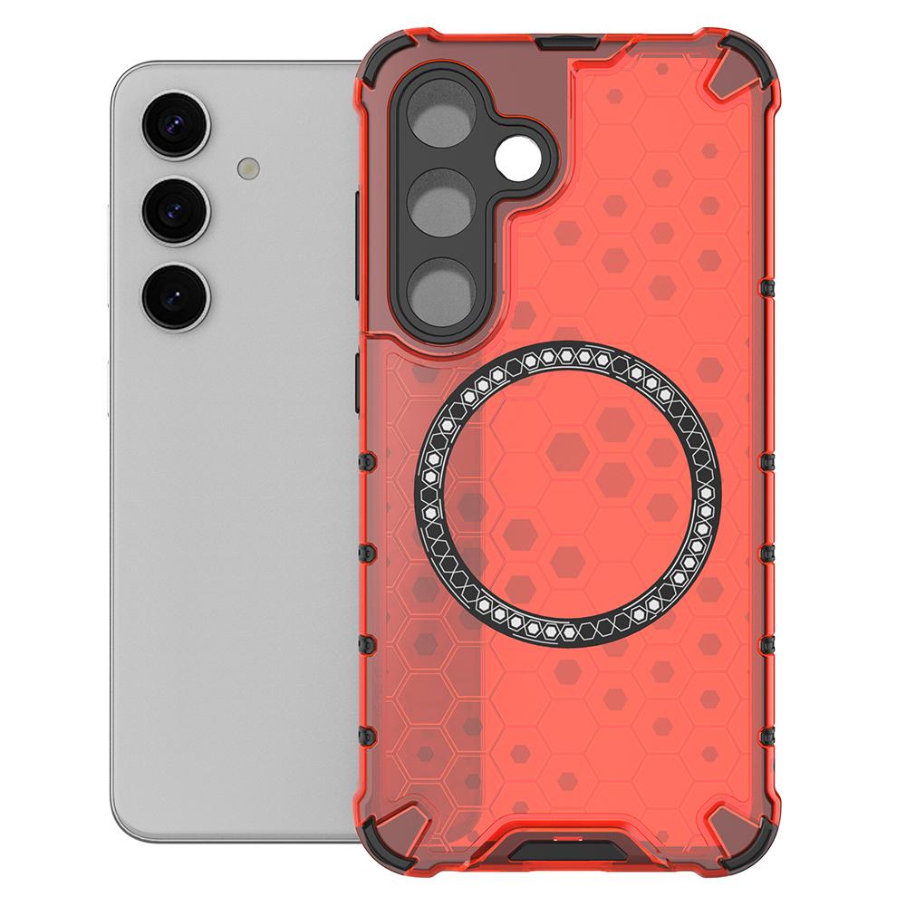 For Samsung Galaxy S25+ Magnetic Case Honeycomb Design TPU+PC Phone Cover