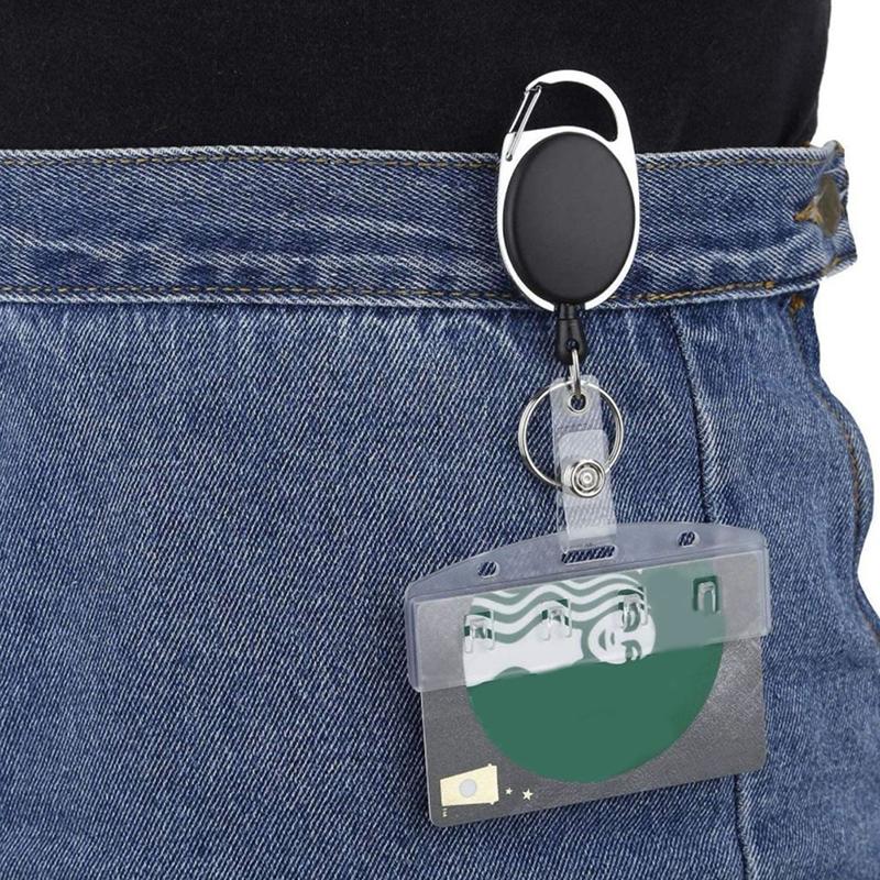 Набор из 5 горизонтальных держателей для бейджей-половинок для пропускных ID-карт, матовый жесткий поликарбонатный пластик - Прозрачный