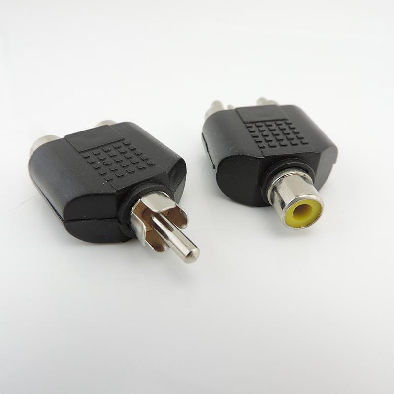 2 RCA Y Splitter Connector AV Audio Video Plug Converter Cable Male Female Plug 2 In 1 Adapter