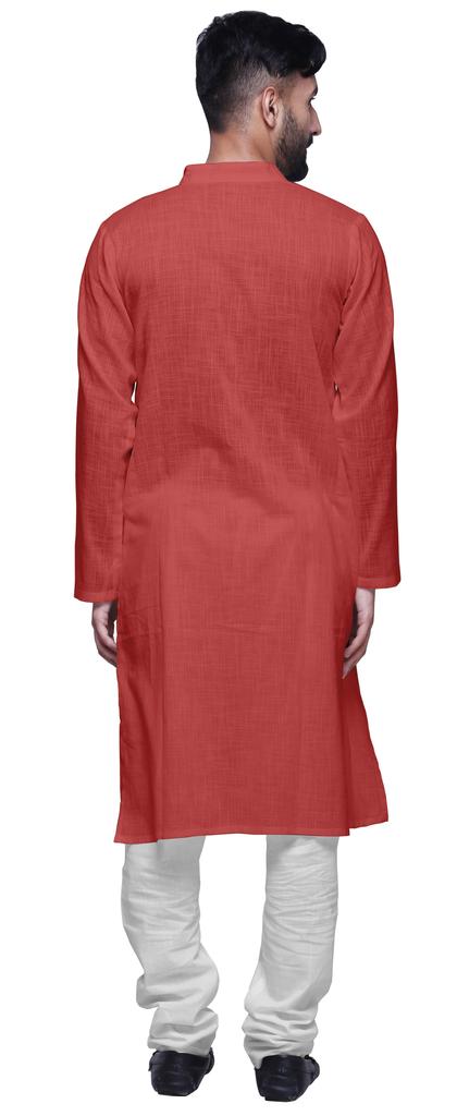 Atasi Длинный рукав индийская мужская курта однотонный хлопок с воротником-стойкой в этническом стиле