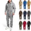 Men's Hooded Jumpsuit Zip Up Pajamas Playsuit Jogger Sweatsuit Overall Romper