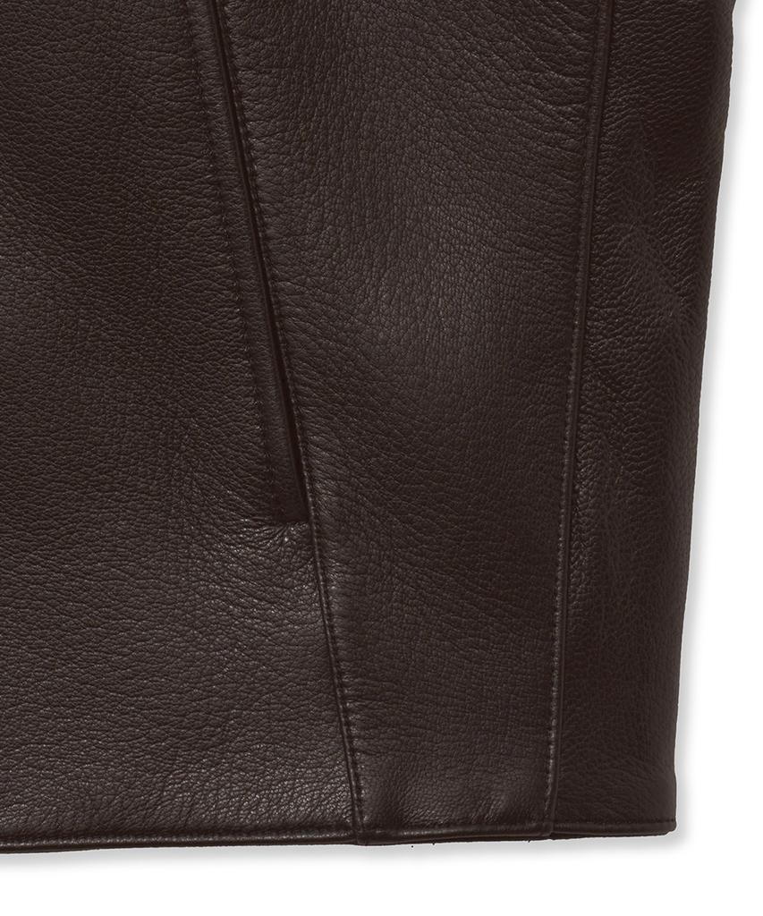 Noirer Goat Shrunken Leather Jacket (Brown)