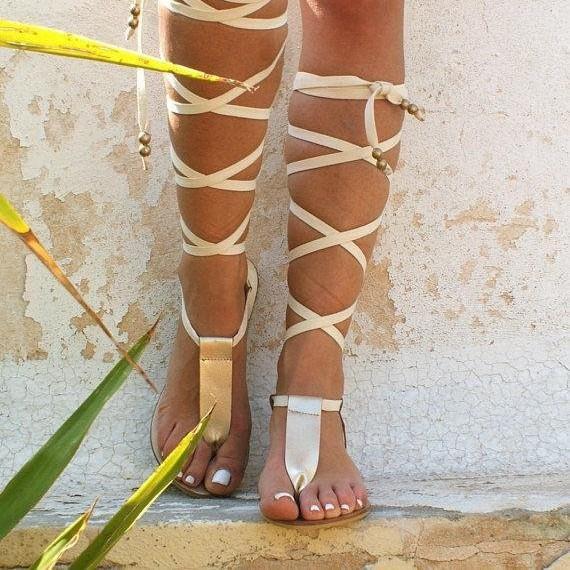 Женские пикантные сандалии Corss на шнуровке с вырезами, женские сандалии на плоской подошве с высоким берцем, женские гладиаторы до колена, летняя обувь, сандалии для девочек