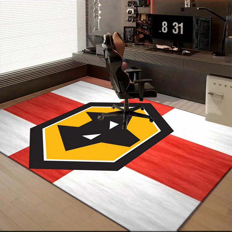 Wolves Team Emblem Printed Office Carpet Chair Cushion Entryway Rug, Rugs for Living Room, Bedroom Christmas gifts