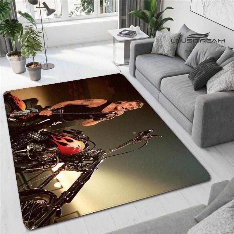 Ковер с принтом французской рок-звезды Джонни Холлидея, игровая комната, гостиная, спальня, нескользящий ковер, реквизит для фотосъемки, подарок на день рождения