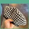 Берет в гусиную лапку Классическая женская шляпа с плоским верхом Летняя черная версия
