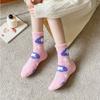 Plush Coral Velvet Socks Female Hosiery Sleeping Socks Casual Flower Pattern Socks  Women