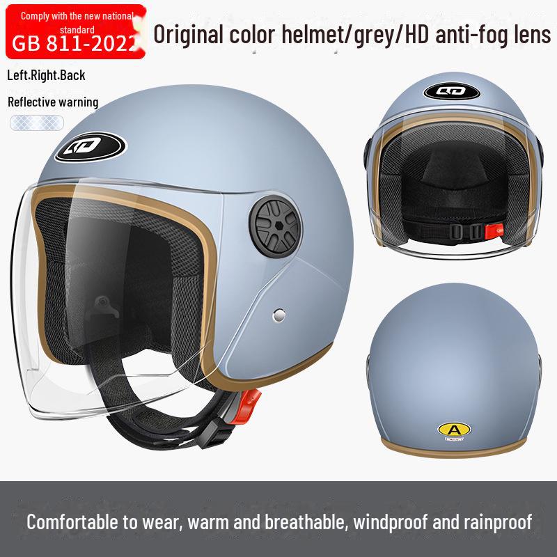 3C Certified Electric Bike & Motorcycle Helmet with Double Windshield - All-Season, Warm Safety Half Helmet