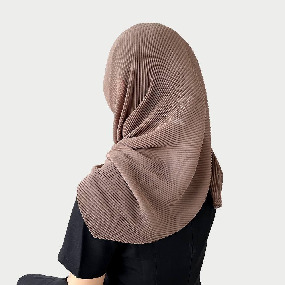 Soft Wrap Solid-color Bandana Hair Band Pleated Silk Scarf Fashion Chiffon Hair Scarf Girls