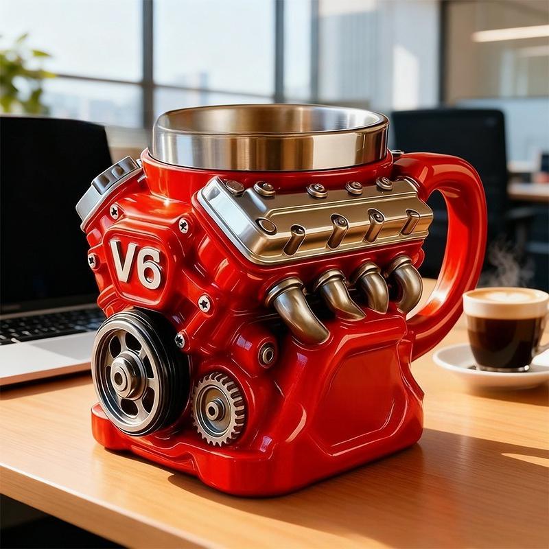 Кружка из смолы с двигателем V8 и внутренней вставкой, высококачественная механическая декоративная ручная работа