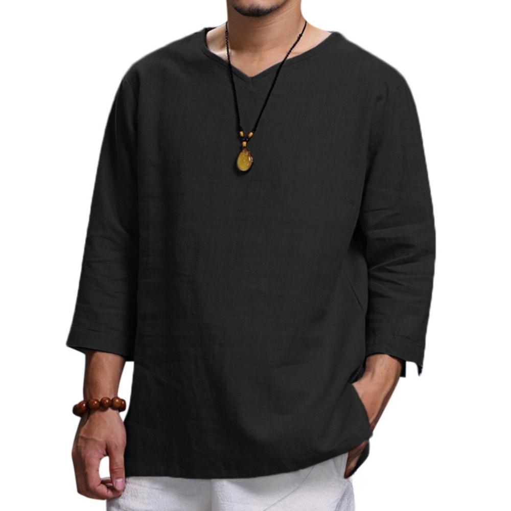 Мужские повседневные пуловеры с длинными рукавами в стиле оверсайз, простые однотонные весенние базовые универсальные свободные топы, рубашки с v-образным вырезом для отдыха на открытом воздухе