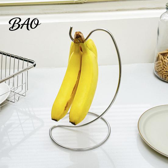 Fruit Basket with Hooks Banana Hanger, Stainless Steel Hook Stand, Keep Fresh Hanger Bananas Free Longer, Space-Saving Rack for Kitchen Countertop
