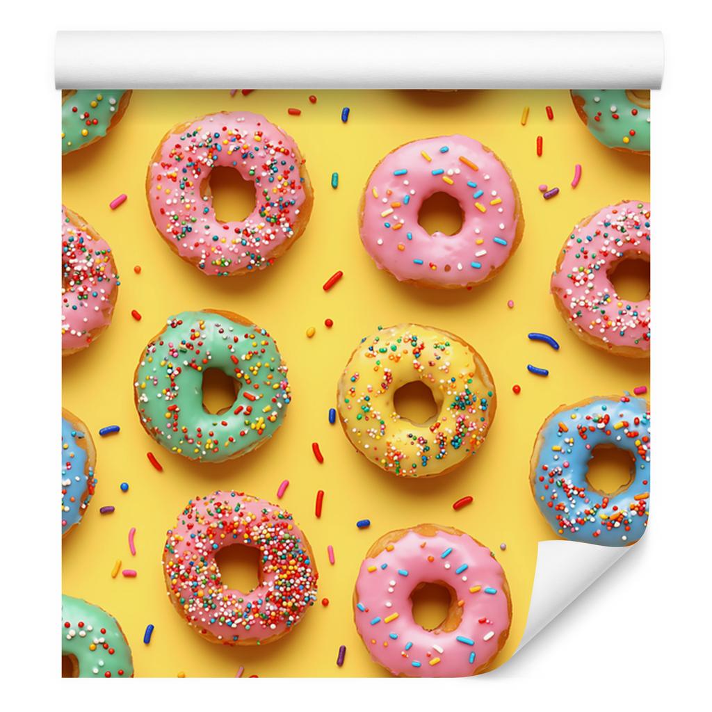 Wallpaper Colorful Donuts Gold and Yellow for Living Room and Bedroom 50x1000