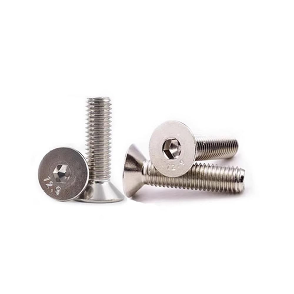M7-1.0 nickel-plated 12.9 grade steel hexagonal countersunk head bolts M7-1.0 60mm 10 pieces