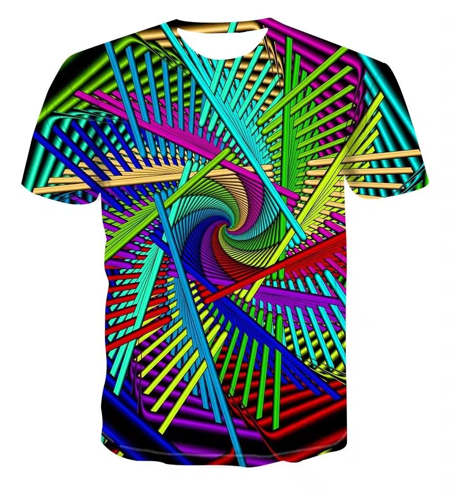 Футболка с принтом Vertigo Hypnosis 3D, мужская и женская модная футболка, летняя повседневная абстрактная рубашка с короткими рукавами