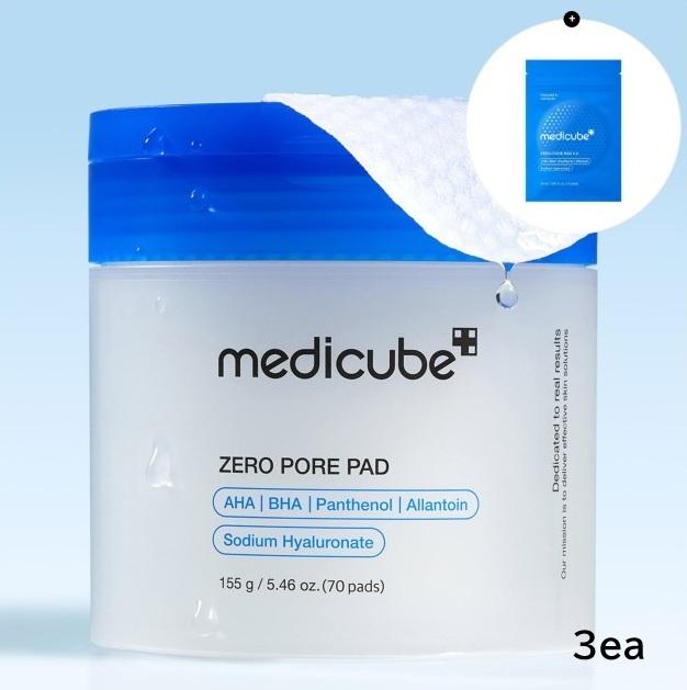 Medicube Пэды Zero Pore 2.0 / Пэды Zero Pore Mild Тройной набор Интенсивно сужающие поры Тонизирующие пэды + 30 листов в подарок