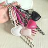 Bag Pendant Heart Shape Imitation Leather Keychain Vibrant Color Bag Decor Charm Bag Car Key Accessory
