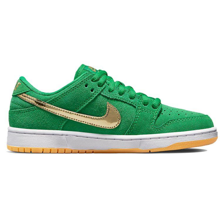 Nike Данк Лоу SB St. Кроссовки унисекс Патрика Дня Зеленые Lucky-Green Metallic-Gold BQ6817-303
